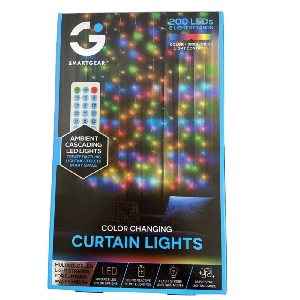 Smart‎ Gear Color Changing Curtain Lights 200 LED Remote Fairy Xmas Decor